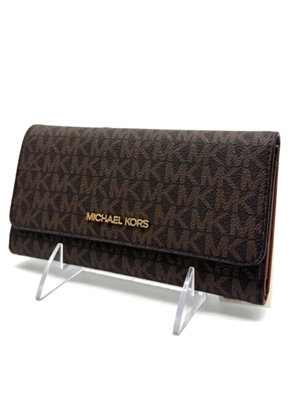 Michael Kors Large Trifold Wallet Brown Signature